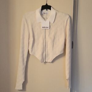 AMBUSH Women's Cream Crop Top